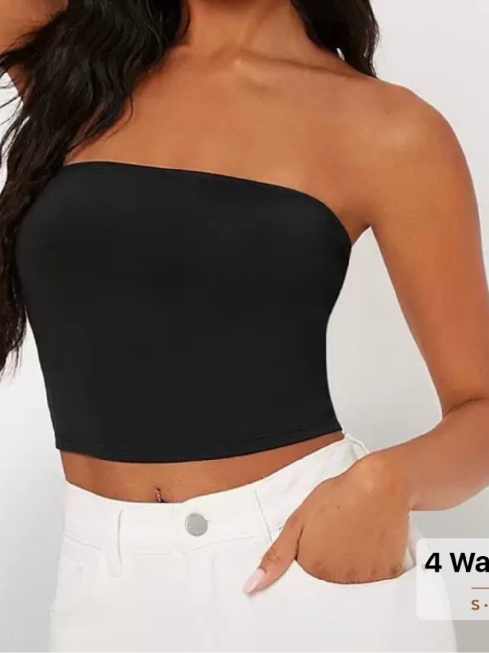 SHEIN Black Strapless Tube Crop Top